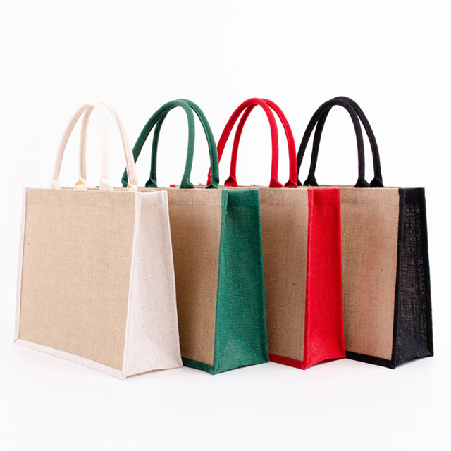 Two-tone Jute Tote Bags