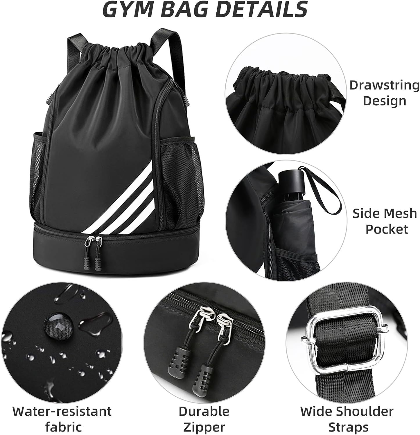 Water Resistant Drawstring Backpack
