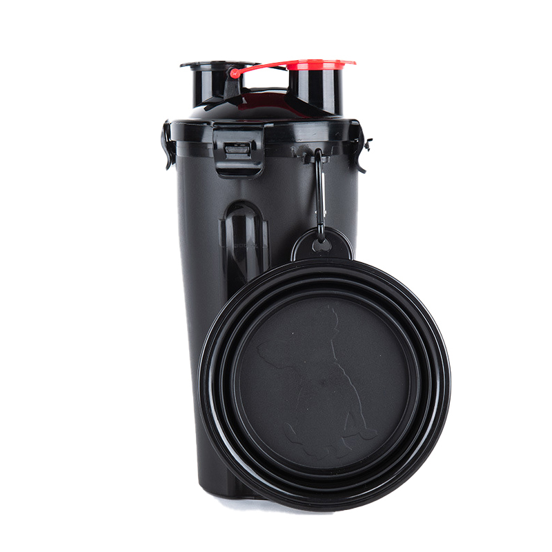 2-in-1 Pet Food Water Bottle With Collapsible Bowls