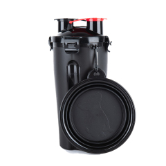 2-in-1 Pet Food Water Bottle With Collapsible Bowls