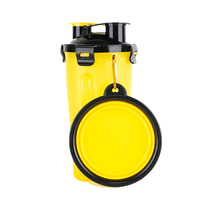 2-in-1 Pet Food Water Bottle With Collapsible Bowls