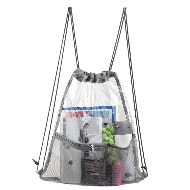 Clear Drawstring Backpack With Front Pocket
