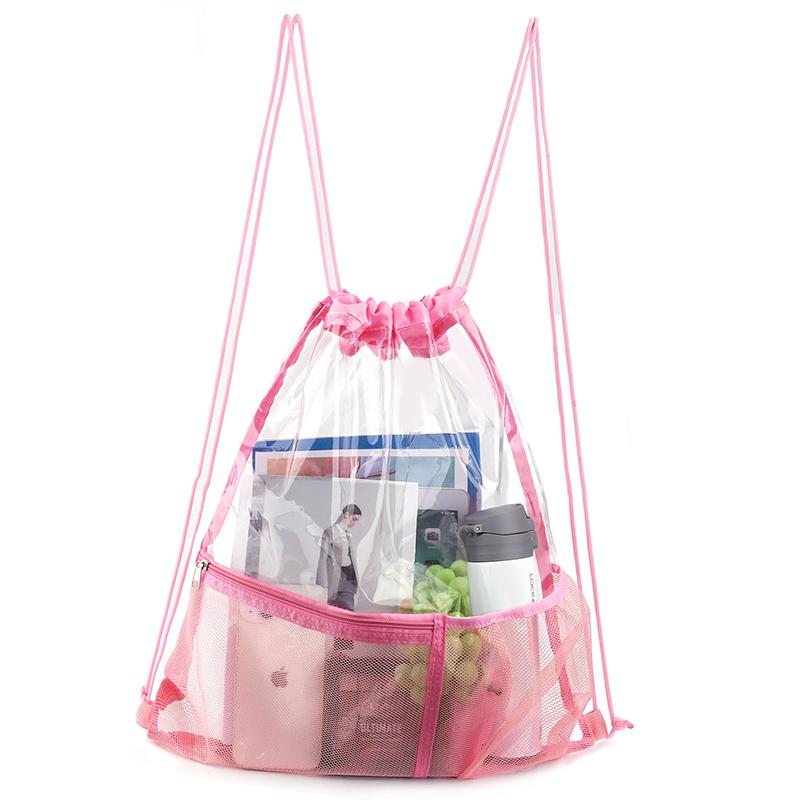 Clear Drawstring Backpack With Front Pocket