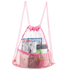 Clear Drawstring Backpack With Front Pocket