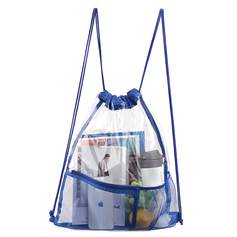 Clear Drawstring Backpack With Front Pocket