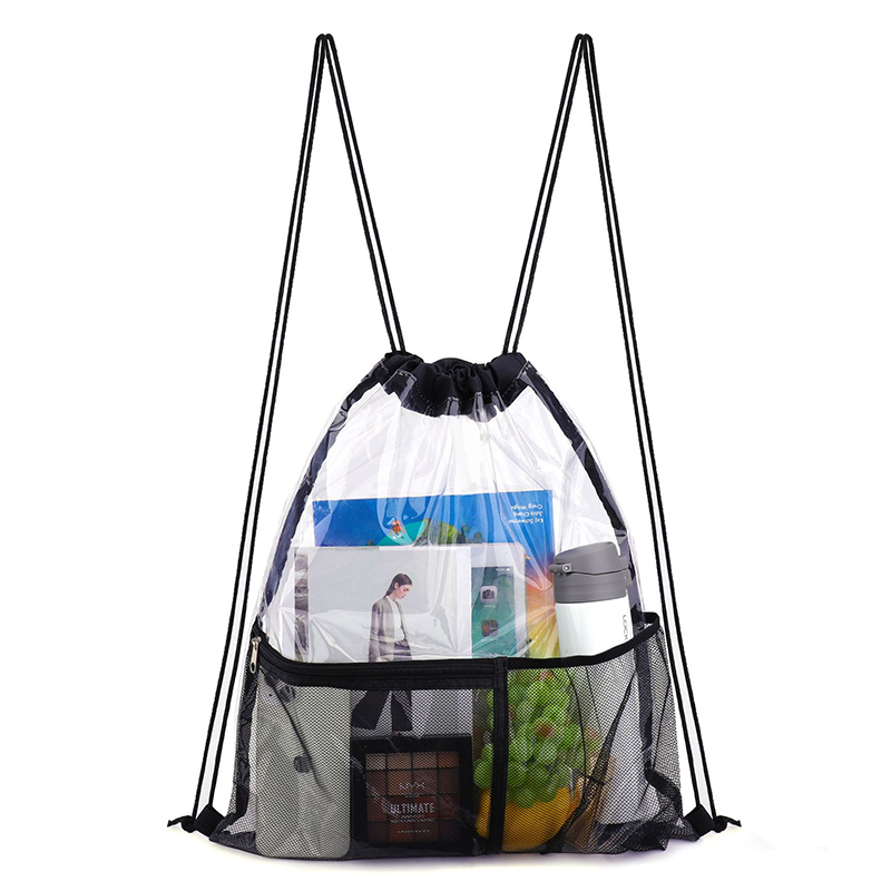 Clear Drawstring Backpack With Front Pocket