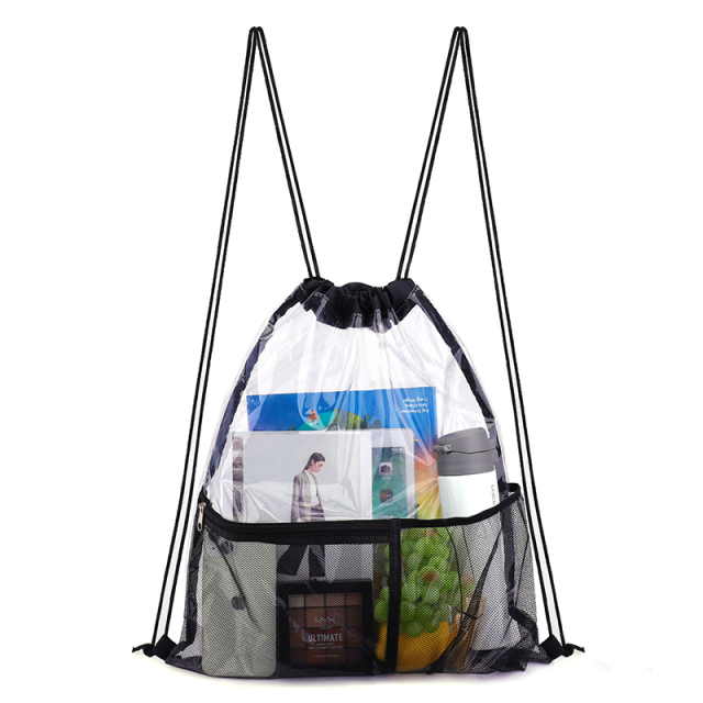 Clear Drawstring Backpack With Front Pocket