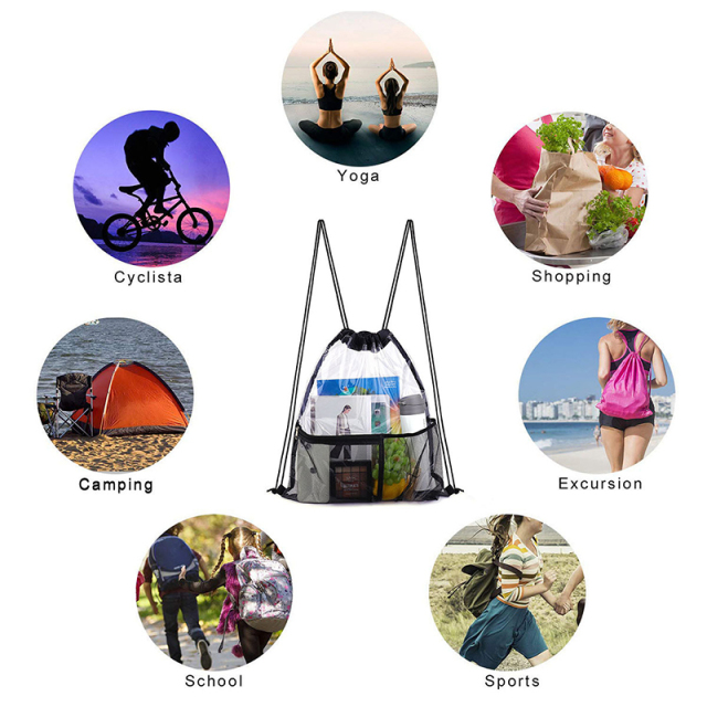 Clear Drawstring Backpack With Front Pocket