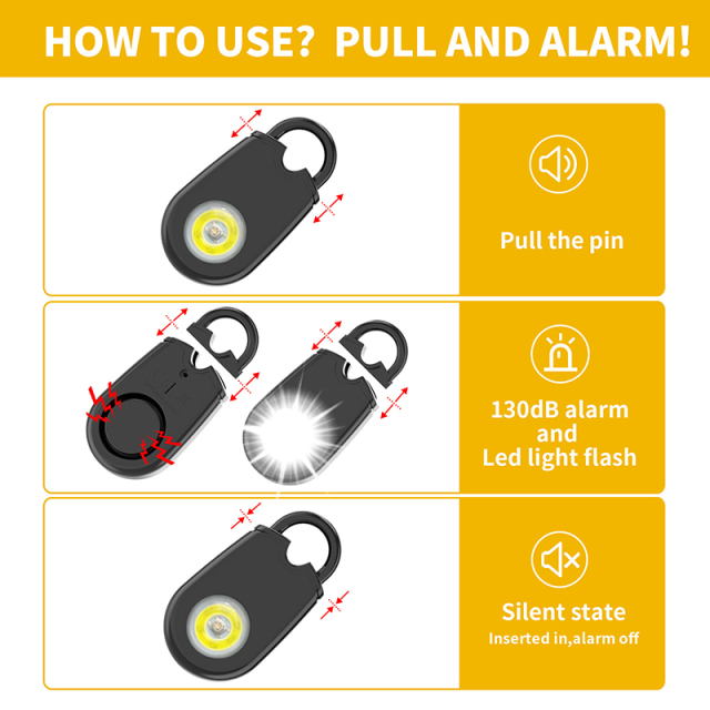 Personal Safety Alarm With LED Lights