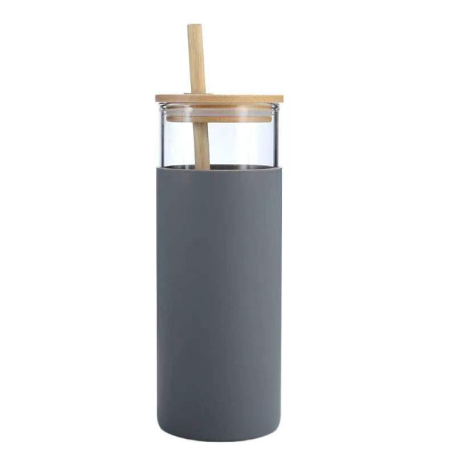 20oz Glass Water Tumbler With Bamboo Lid & Straw