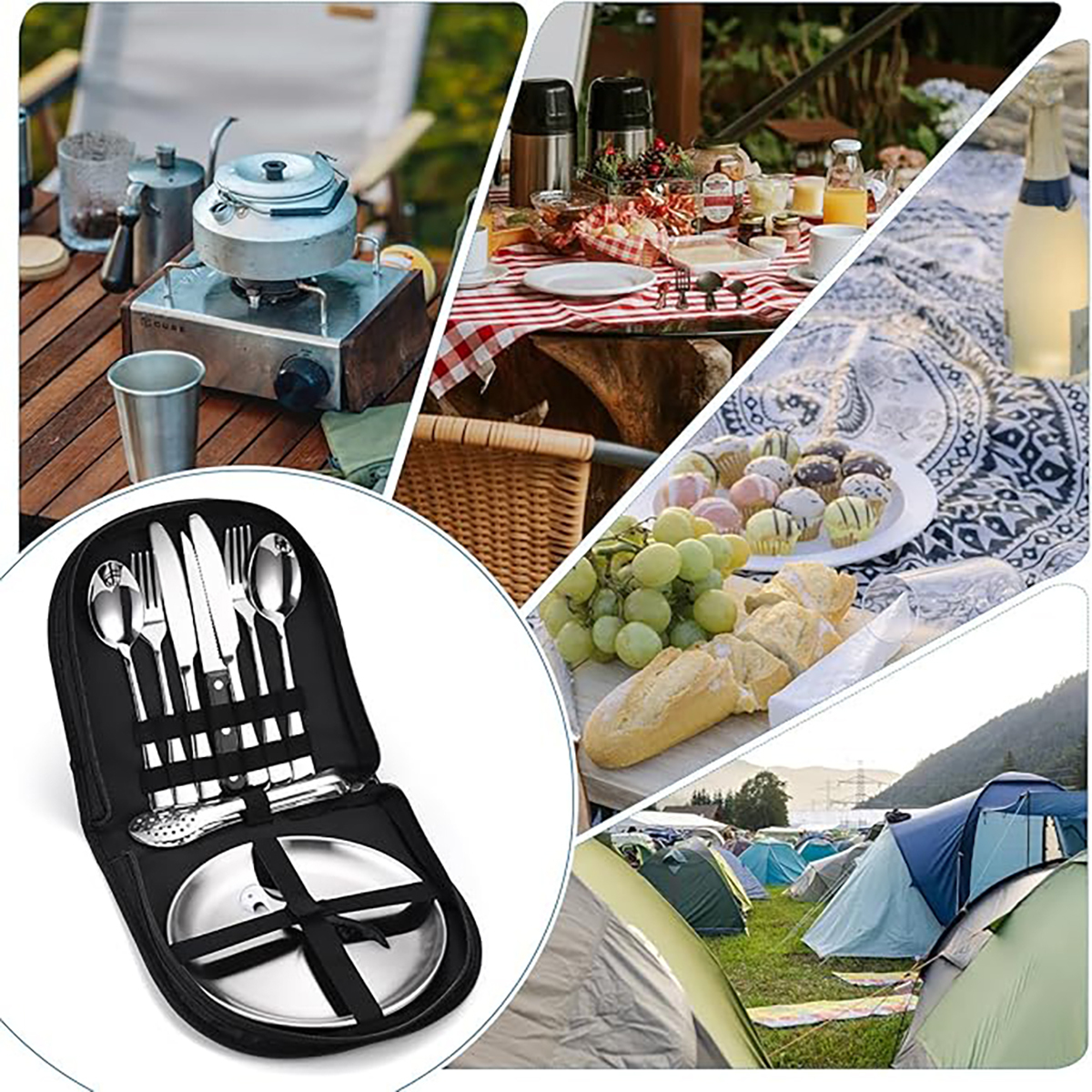 Camping Silverware Set With Case