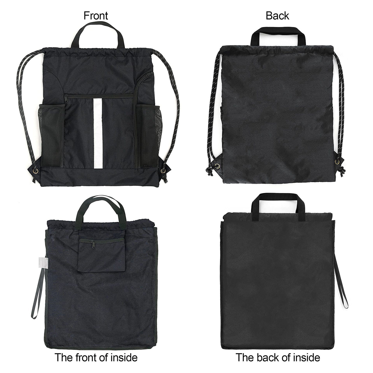 Drawstring Backpack Sports Bag With Shoe Compartment