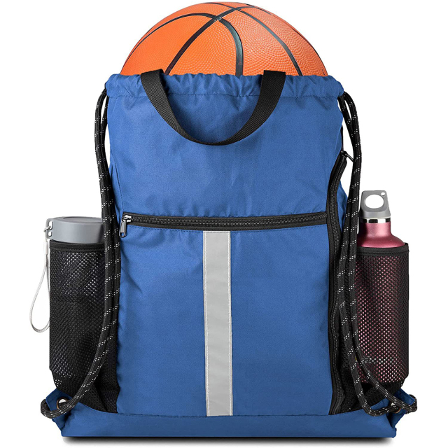 Drawstring Backpack Sports Bag With Shoe Compartment
