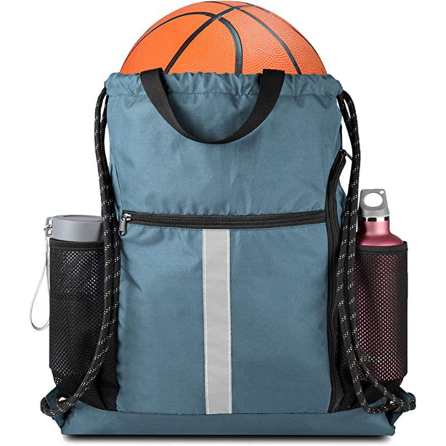 Drawstring Backpack Sports Bag With Shoe Compartment