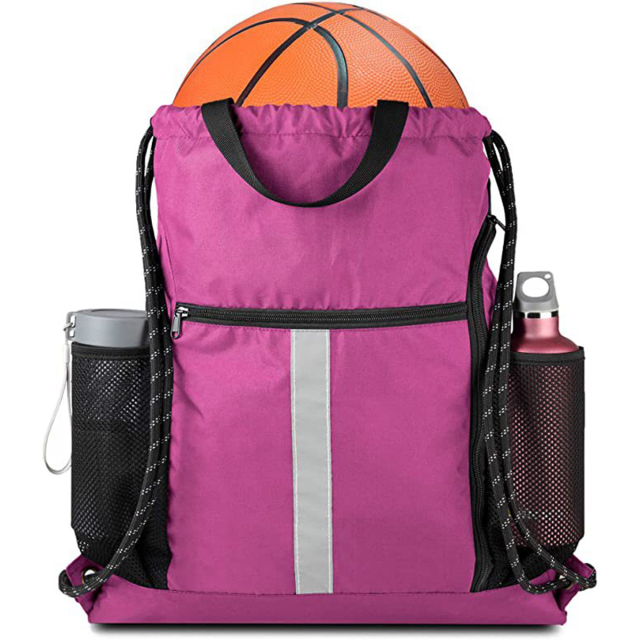 Drawstring Backpack Sports Bag With Shoe Compartment