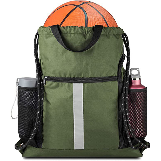 Drawstring Backpack Sports Bag With Shoe Compartment
