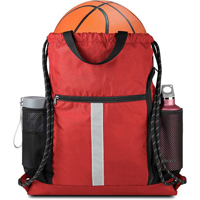 Drawstring Backpack Sports Bag With Shoe Compartment