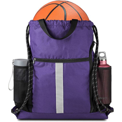 Drawstring Backpack Sports Bag With Shoe Compartment