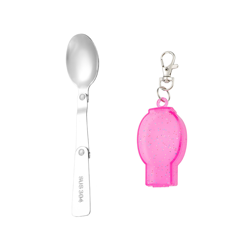 Foldable Stainless Steel Spoon With Keychain
