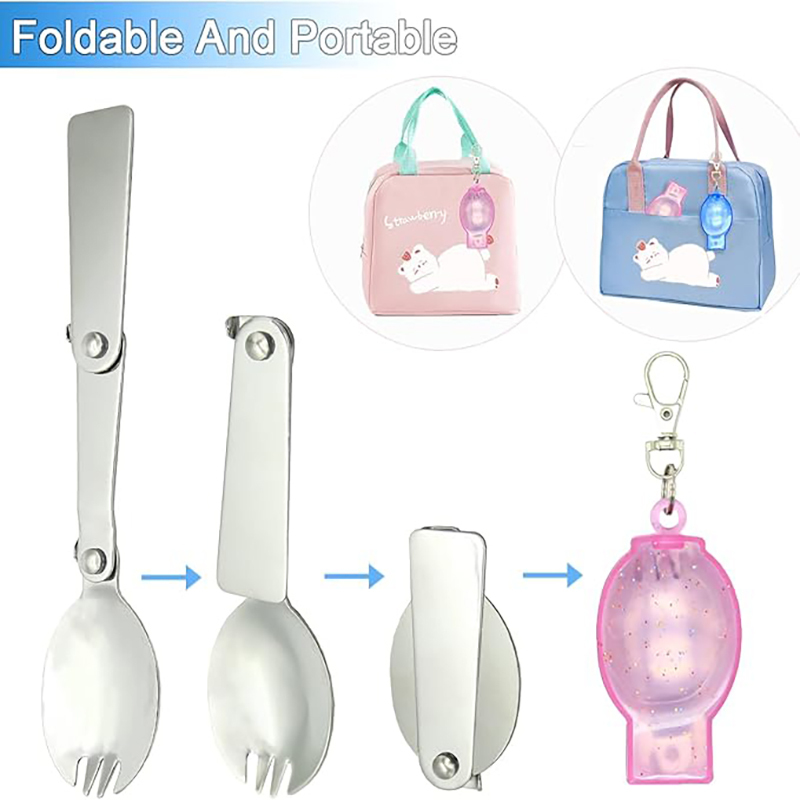 Foldable Stainless Steel Spoon With Keychain