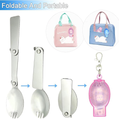 Foldable Stainless Steel Spoon With Keychain