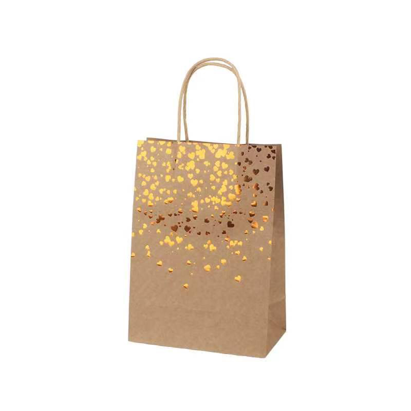 Gold Foil Small Kraft Bags With Handles