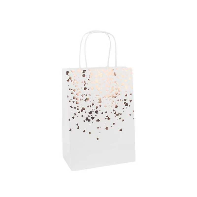 Gold Foil Small Kraft Bags With Handles