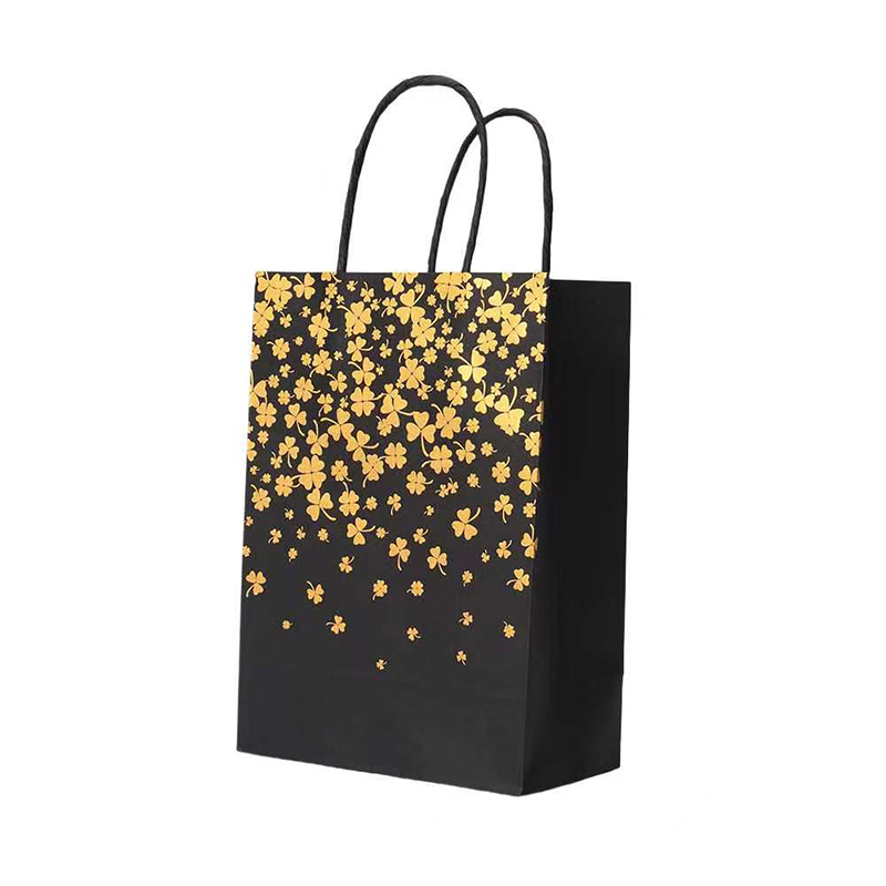 Gold Foil Small Kraft Bags With Handles