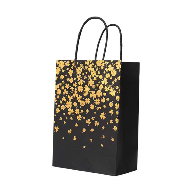 Gold Foil Small Kraft Bags With Handles