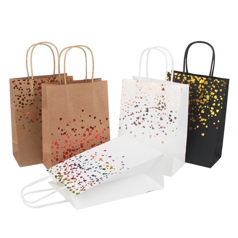 Gold Foil Small Kraft Bags With Handles
