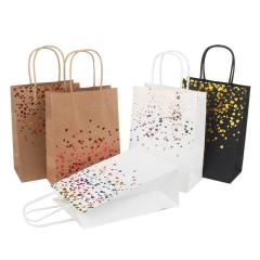 Gold Foil Small Kraft Bags With Handles