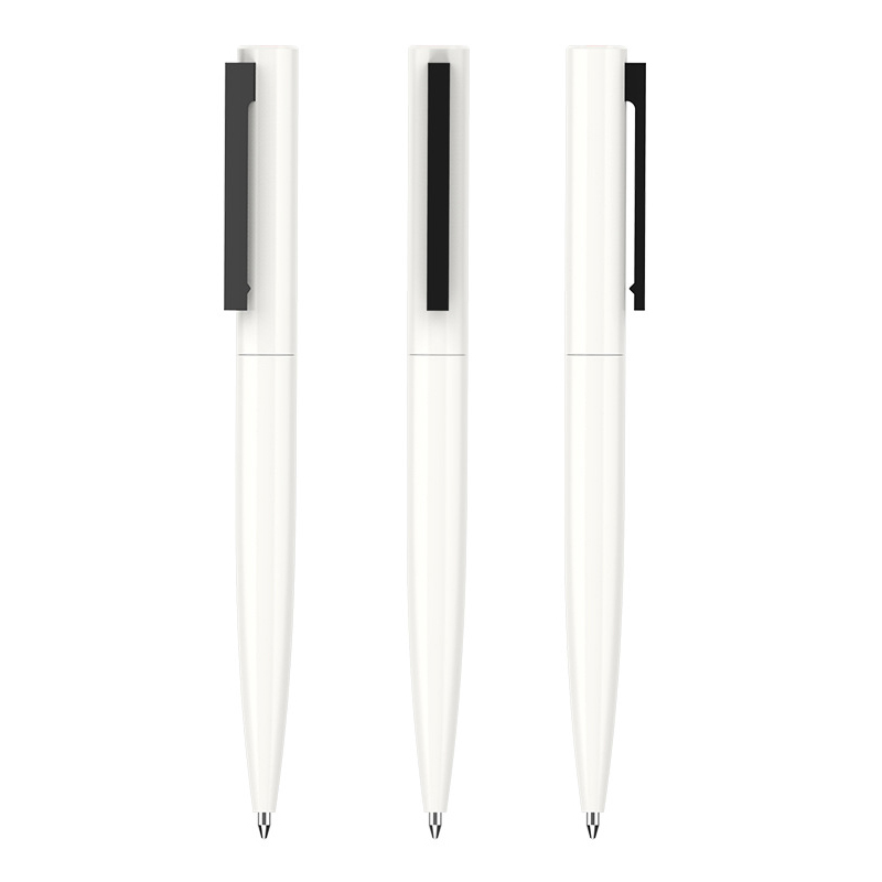 Simple White Ballpoint Pens With Color Clips