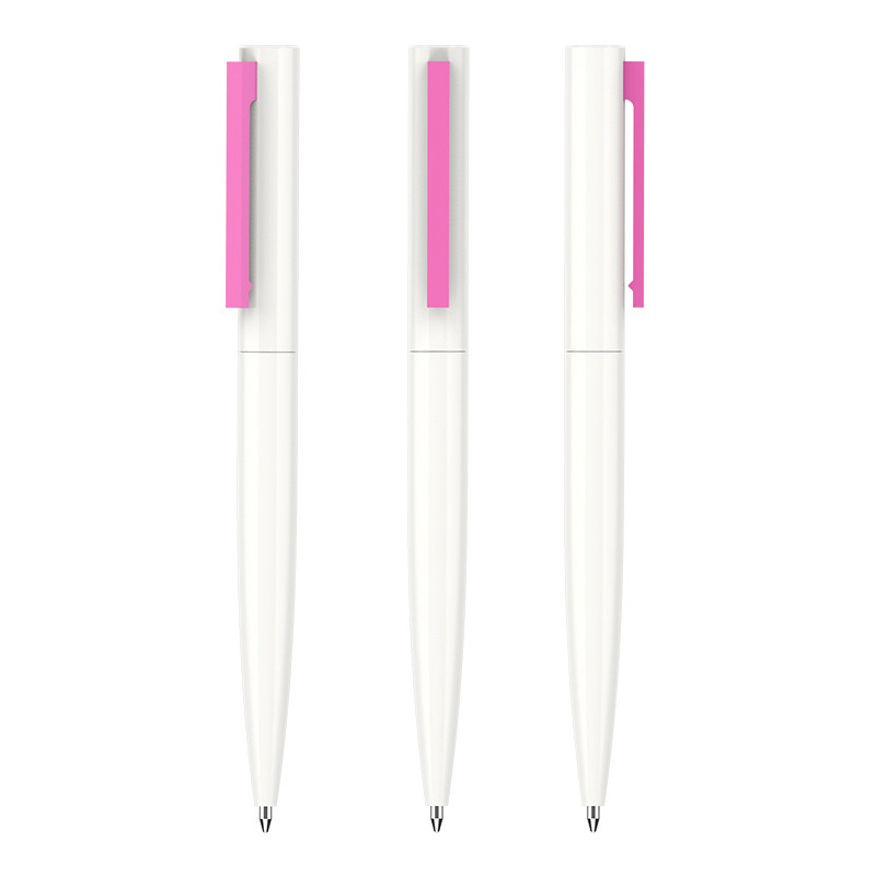 Simple White Ballpoint Pens With Color Clips