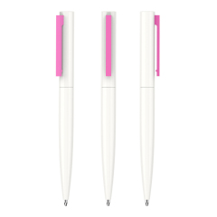 Simple White Ballpoint Pens With Color Clips