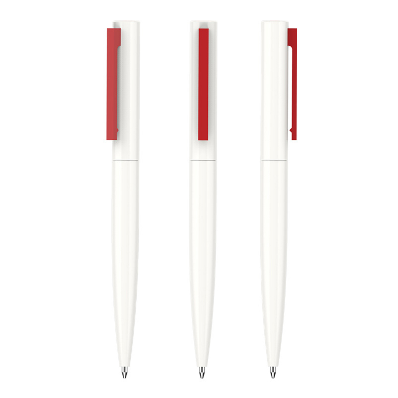 Simple White Ballpoint Pens With Color Clips