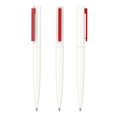 Simple White Ballpoint Pens With Color Clips