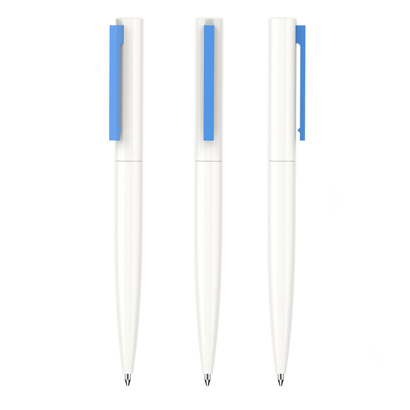 Simple White Ballpoint Pens With Color Clips