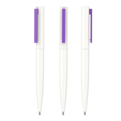 Simple White Ballpoint Pens With Color Clips