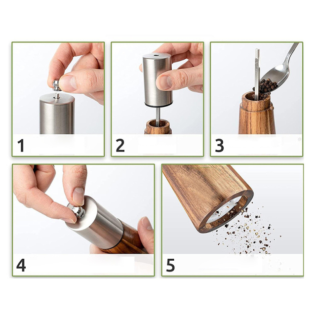Wooden Salt And Pepper Mills With High Strength Ceramic Grinding Core