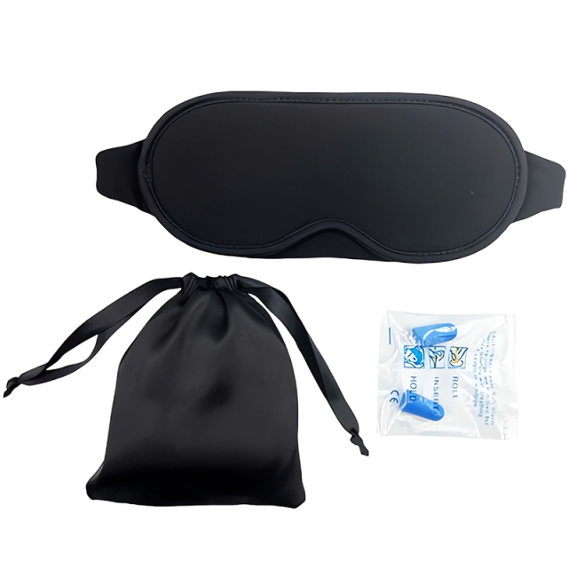 3D Contoured Cup Eye Mask With Storage Bag and Earplugs