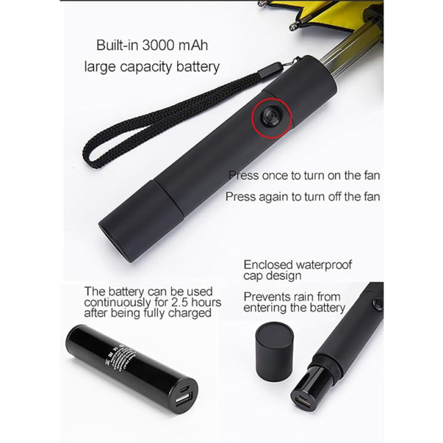 3 In 1 Umbrella With Fan And Power Bank