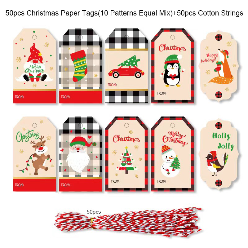 50 Pack Kraft Christmas Tag With Strings