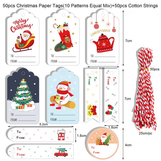 50 Pack Kraft Christmas Tag With Strings
