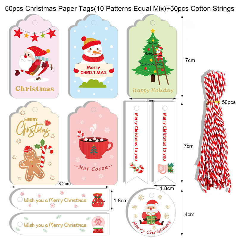 50 Pack Kraft Christmas Tag With Strings