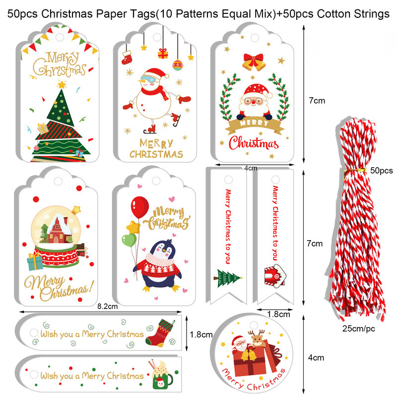 50 Pack Kraft Christmas Tag With Strings