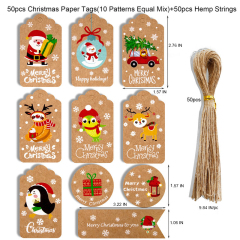 50 Pack Kraft Christmas Tag With Strings