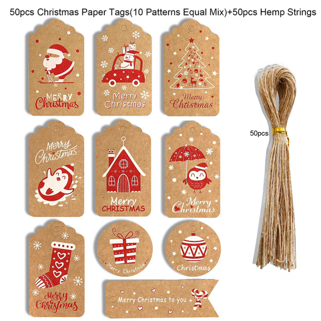 50 Pack Kraft Christmas Tag With Strings