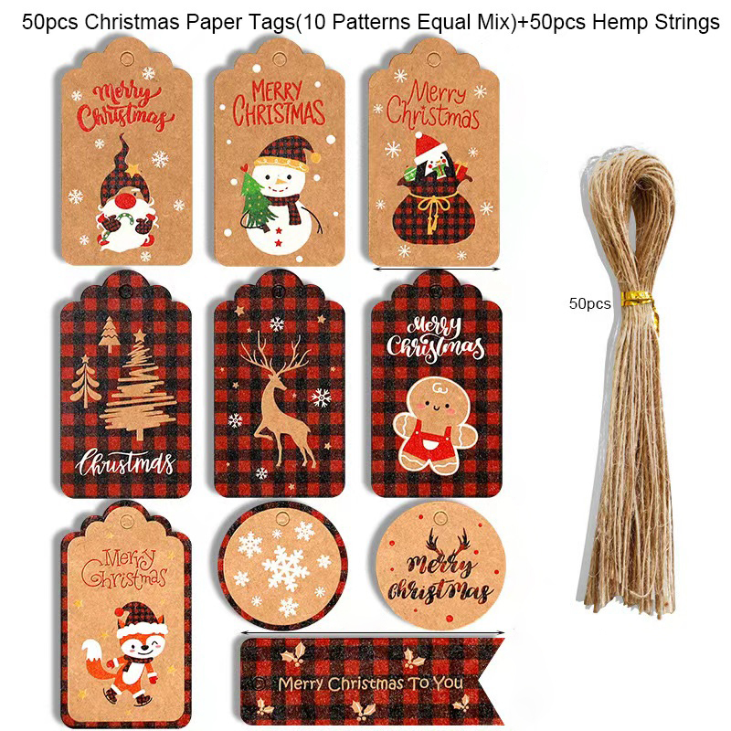 50 Pack Kraft Christmas Tag With Strings