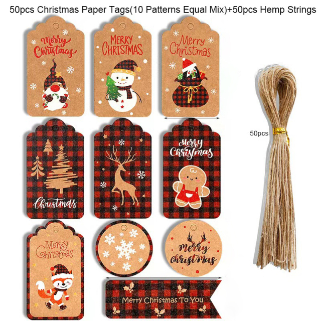 50 Pack Kraft Christmas Tag With Strings