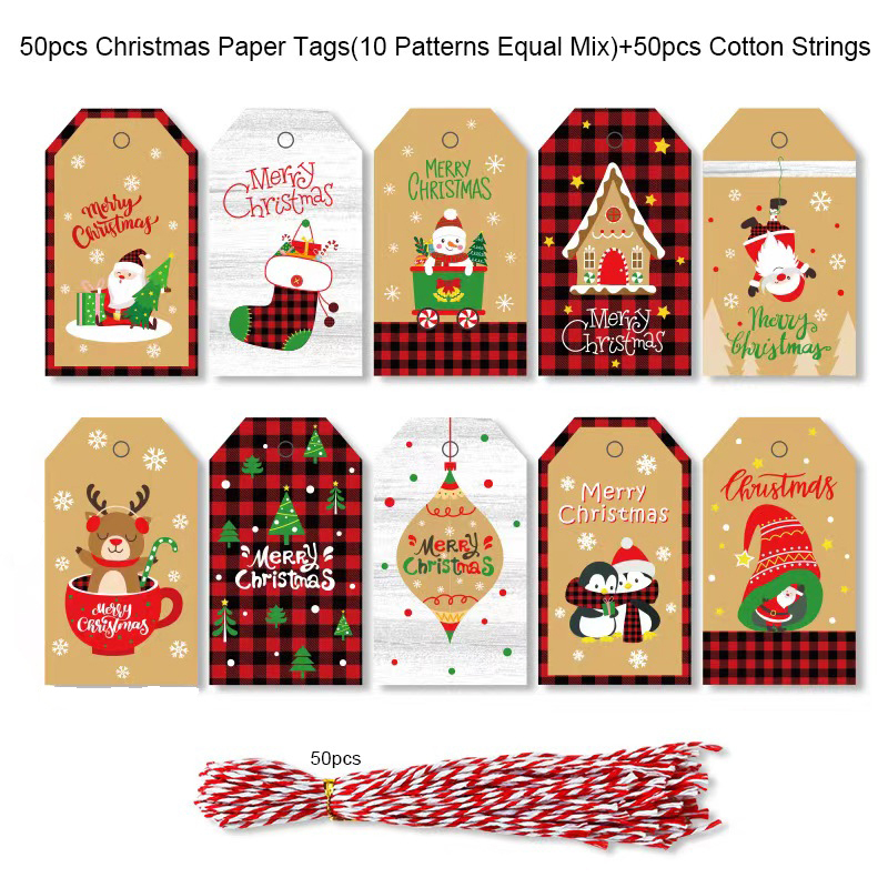 50 Pack Kraft Christmas Tag With Strings